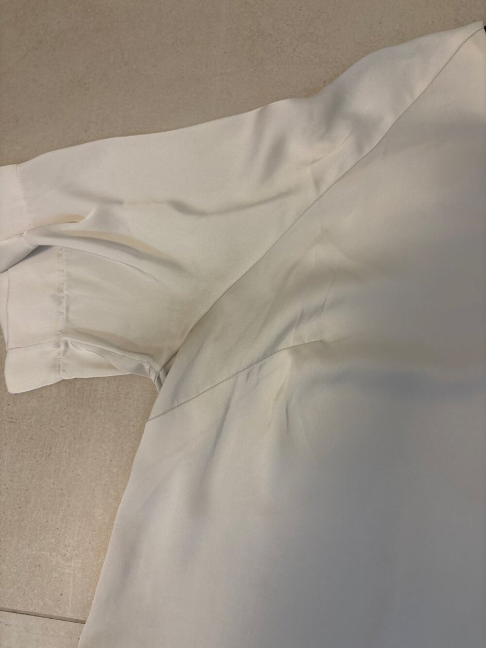 H&M Ivory Satin Blouse 3/4 Sleeve Button Back Neck Size XL